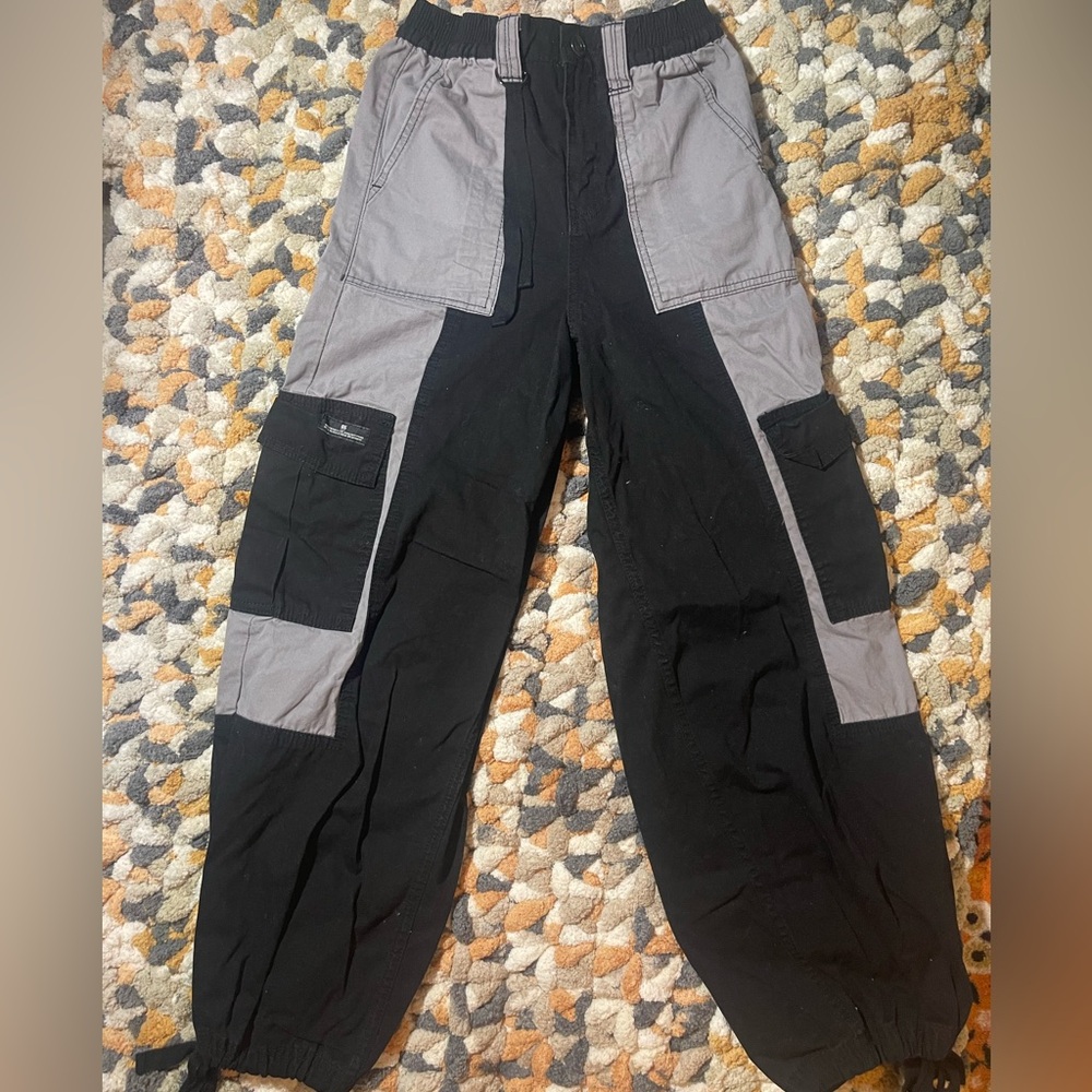 Two-Tone Black and Gray Women’s Cargo Pants